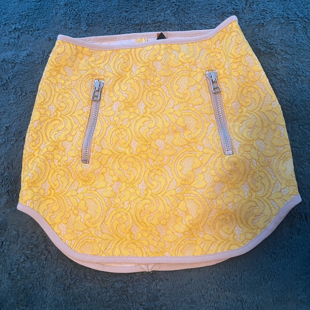 Yellow Lace Mini skirt